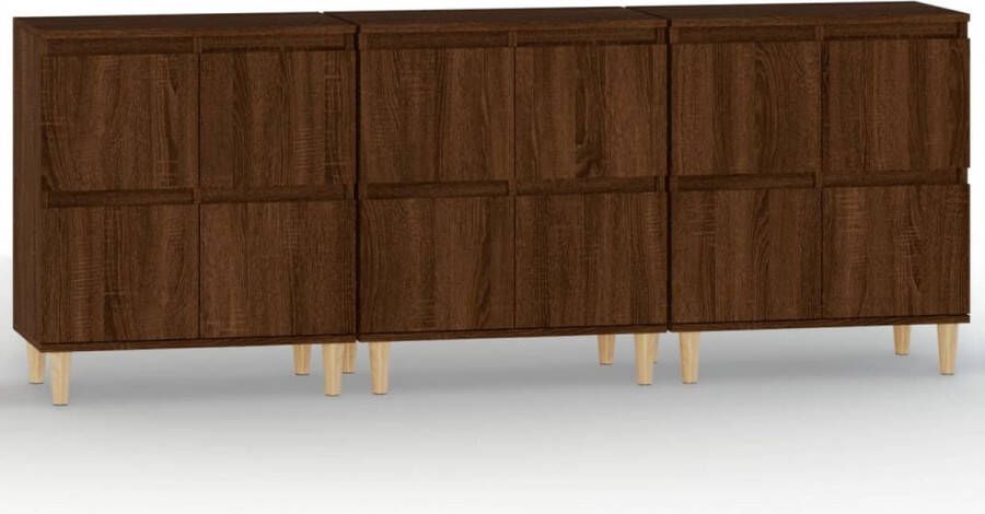 VidaXL -Dressoirs-3-st-60x35x70-cm-bewerkt-hout-bruineikenkleurig - Foto 2