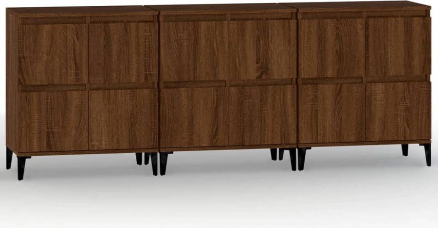 VidaXL -Dressoirs-3-st-60x35x70-cm-bewerkt-hout-bruineikenkleurig - Foto 2