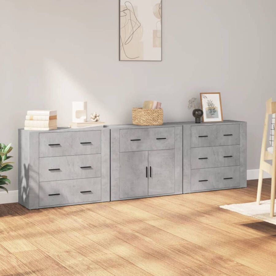 VidaXL -Dressoirs-3-st-bewerkt-hout-betongrijs - Foto 6