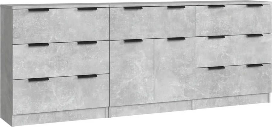 VidaXL -Dressoirs-3-st-bewerkt-hout-betongrijs - Foto 2