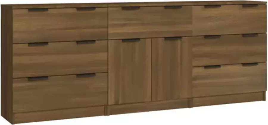 VidaXL 3-delige Dressoirs bewerkt hout bruin eikenkleur - Foto 4