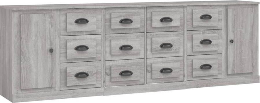 VidaXL -Dressoirs-3-st-bewerkt-hout-grijs-sonoma-eikenkleurig - Foto 2