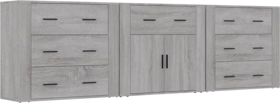 VidaXL -Dressoirs-3-st-bewerkt-hout-grijs-sonoma-eikenkleurig