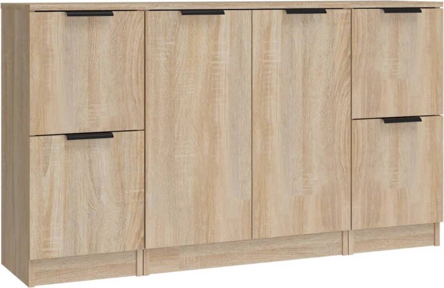 VidaXL Dressoir Set van 3 Sonoma Eiken Hout Dressoir Salontafel Houten Meubel Sonoma Eiken Opbergruimte