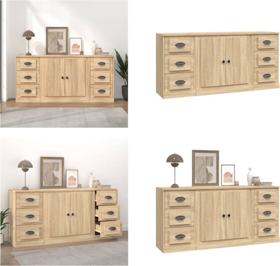 VidaXL Dressoirs 3 st bewerkt hout sonoma eiken Dressoir Dressoirs Kast Dressoirkast