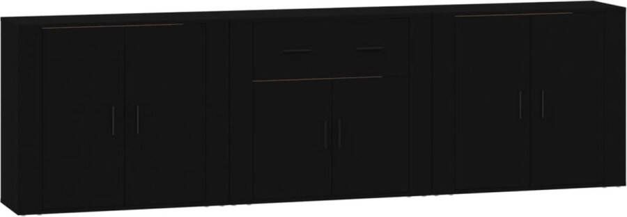 VidaXL -Dressoirs-3-st-bewerkt-hout-zwart - Foto 4