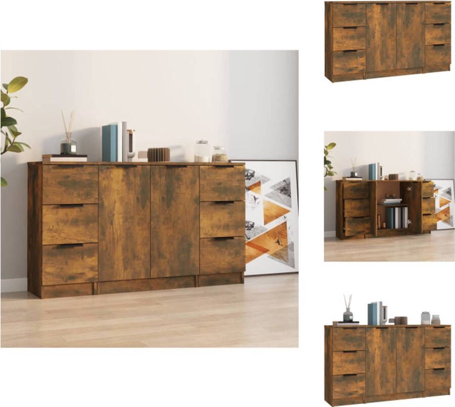 VidaXL Dressoir Dressoirs Kast Wandkast Dressoirs 3 st bewerkt hout gerookt eikenkleurig - Foto 2