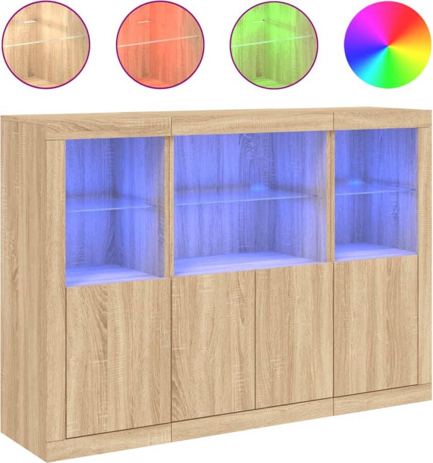 VidaXL -Dressoirs-met-LED-verlichting-3-st-bewerkt-hout-sonoma-eiken - Foto 10