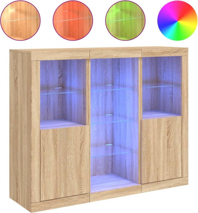 VidaXL -Dressoirs-met-LED-verlichting-3-st-bewerkt-hout-sonoma-eiken - Foto 16
