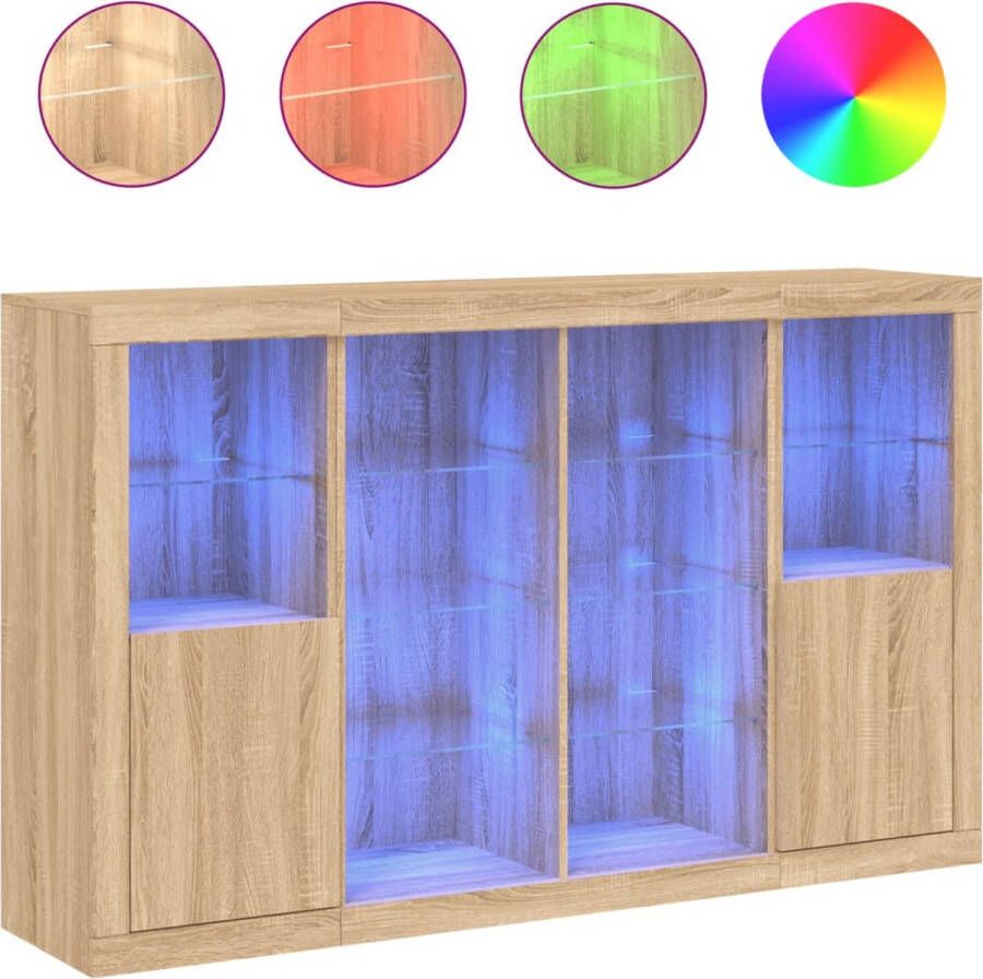 VidaXL -Dressoirs-met-LED-verlichting-3-st-bewerkt-hout-sonoma-eiken - Foto 15