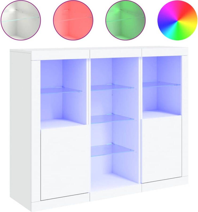 VidaXL -Dressoirs-met-LED-verlichting-3-st-bewerkt-hout-wit - Foto 6