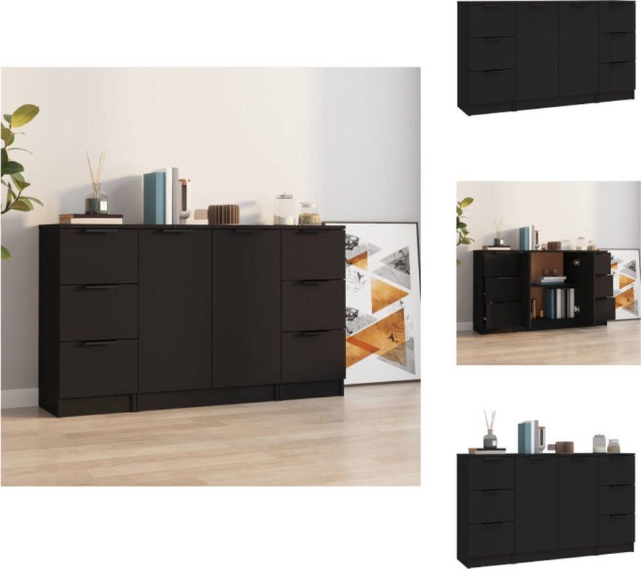 VidaXL Dressoirs Zwarte Bewerkt Hout 30x30x70cm 60x30x70cm Opbergruimte Multifunctioneel Keukenkast - Foto 5