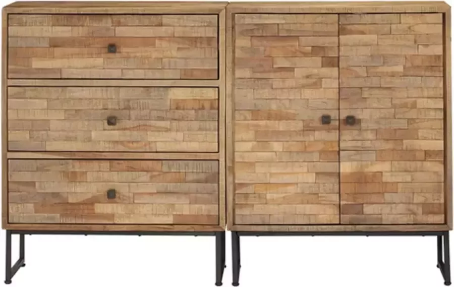 VidaXL -Dressoirset-gerecycled-teakhout-2-delig