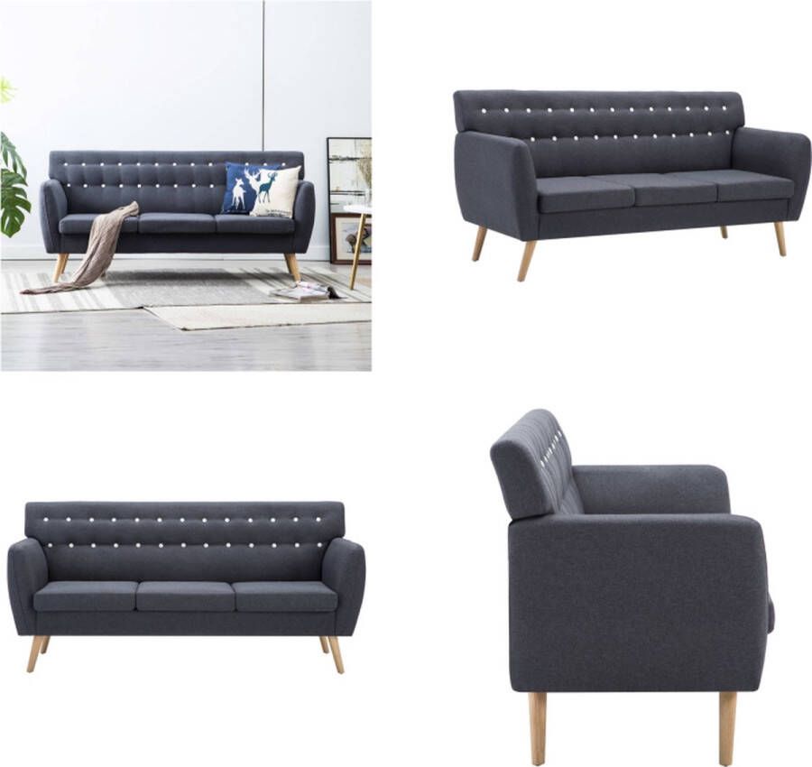 VidaXL Driezitsbank 172x70x82 cm stof donkergrijs Driezitsbank Driezitsbanken Driezits Bank Driezits Banken