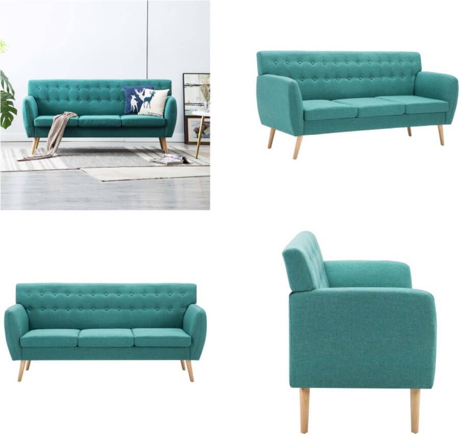 VidaXL Driezitsbank 172x70x82 cm stof groen Driezitsbank Driezitsbanken Driezits Bank Driezits Banken