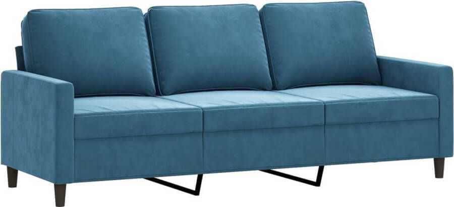 The Living Store 3-zitsbank fluweel blauw 198 x 77 x 80 cm Comfortabele zitervaring Drie Persoonsbank Fluweelb Bank Blauwe Bank Salontafel Lounge Meubilair - Foto 2