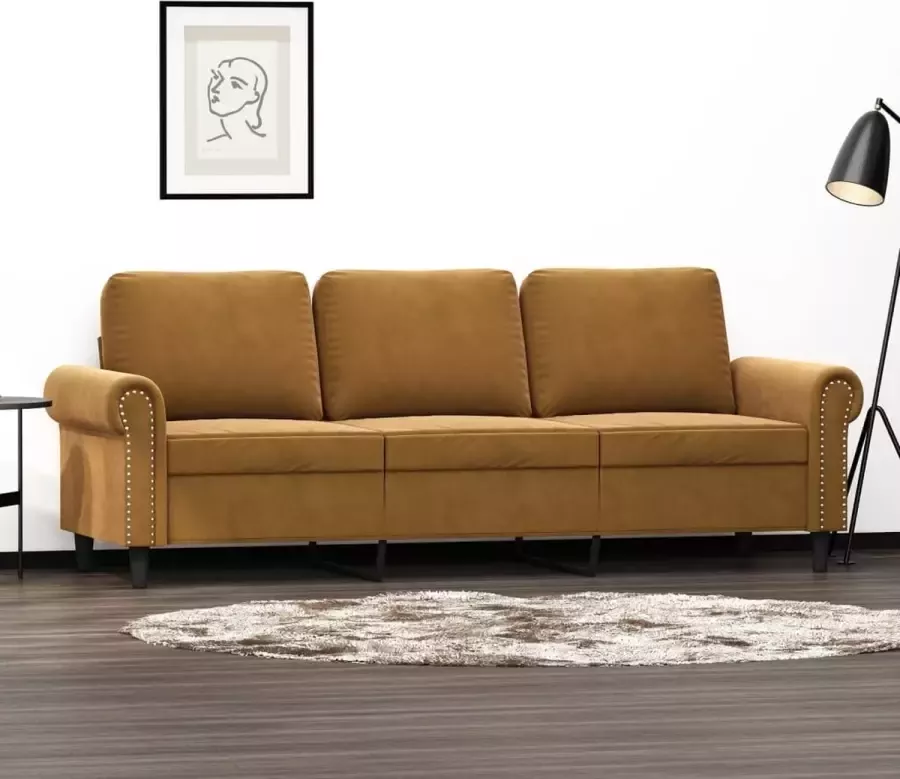 VidaXL -Driezitsbank-180-cm-fluweel-bruin - Foto 6