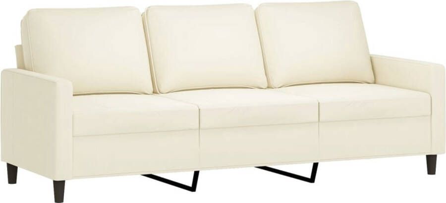 The Living Store 3-zitsbank fluwelen stof 198 x 77 x 80 cm crème 3 Persoons Bank Fluweel Sofa Creme Bank Lounge Bank Salontafel - Foto 2