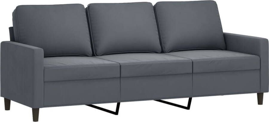 The Living Store Bank Fluwelen 3-zitsbank 198 x 77 x 80 cm Donkergrijs Luxe Fluweel en Stevig Metalen Frame 3-zitsbank Donkere Kleuren Fluweel Sofa Luxe Bank Salon Meubilair - Foto 2