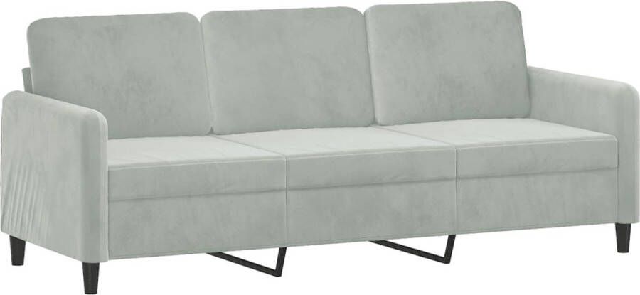 The Living Store Bank Fluweel 198 x 77 x 80 cm Lichtgrijs met Stevig Metalen Frame 3-zitsbank Banksofa Lounge Sofa Fluweelbanks Grijze Bank - Foto 2