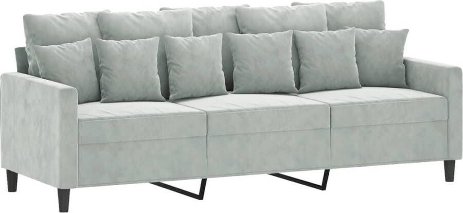 The Living Store Bank Fluweel Lichtgrijs 3-zitsbank 198 x 77 x 80 cm Comfortabel en Stabiel Comfortabele Bank Fluweelbank 3 Zits Bank Grijze Bank Salonbank - Foto 2