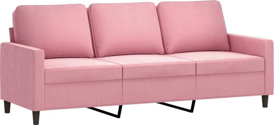 The Living Store Fluwelen 3-zitsbank 198 x 77 x 80 cm Roze fluweel met stevig metalen frame 3 Zits Bank Fluweel Sofa Roze Bank Lounge Bank Salon Meubilair - Foto 2