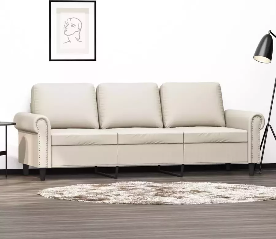 VIDAXL Driezitsbank 180 cm kunstleer crèmekleurig