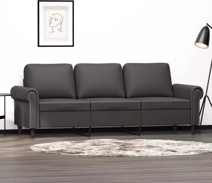 VidaXL Driezitsbank 180 cm kunstleer grijs