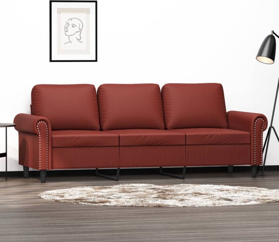 Vida XL vidaXL Driezitsbank 180 cm kunstleer wijnrood-VXL-359125 - Foto 3