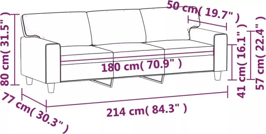 VIDAXL Driezitsbank 180 cm kunstleer zwart - Foto 3
