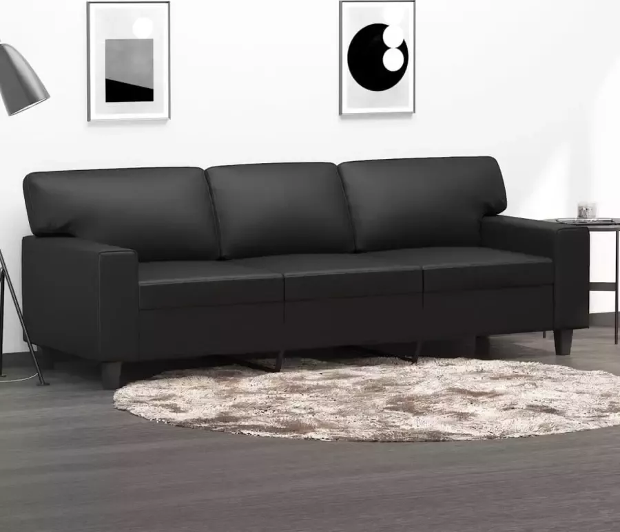 VIDAXL Driezitsbank 180 cm kunstleer zwart - Foto 2