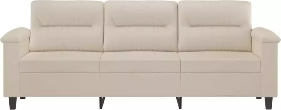 VidaXL Driezitsbank 180 cm microvezelstof crèmekleurig - Foto 2