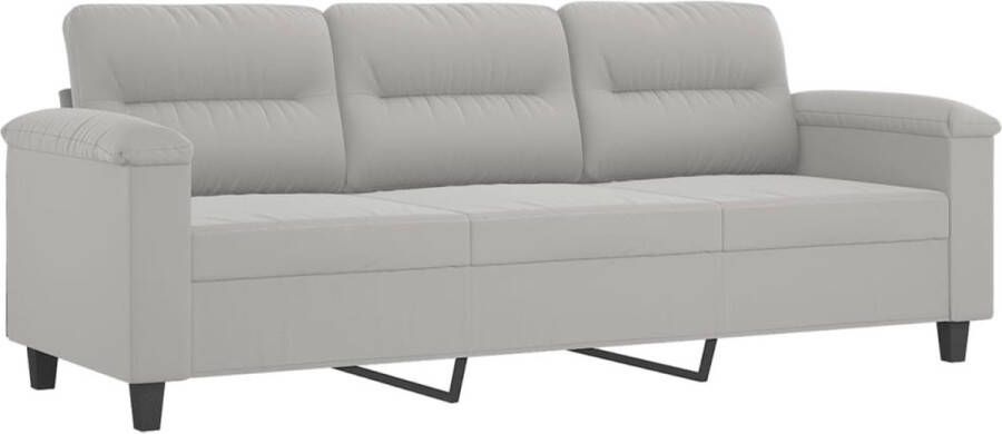The Living Store Driezitsbank 180 cm microvezelstof lichtgrijs Drie Zitsbank Banks Kopen Salon Meubilair Lounge Bank Grijs Sofa