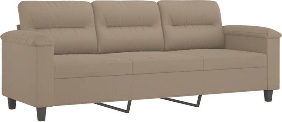 The Living Store Driezitsbank 180 cm microvezelstof taupe Drie Zitsbank Microfiber Bank Lounge Bank Banks Kopen Salon Meubilair - Foto 2