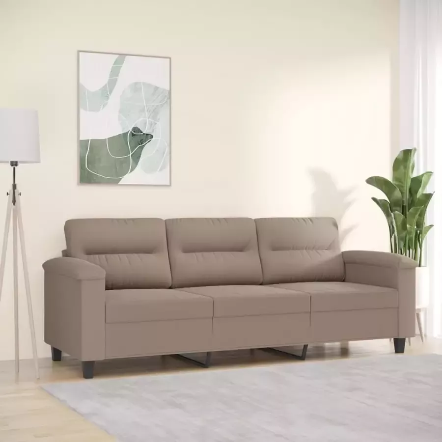 VidaXL Driezitsbank 180 cm microvezelstof taupe