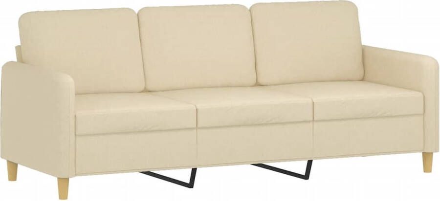 The Living Store Driezitsbank 180 cm stof crèmekleurig Drie Zitsbank Banks Kopen Sofa Salontafel Woonkamer Meubels - Foto 2