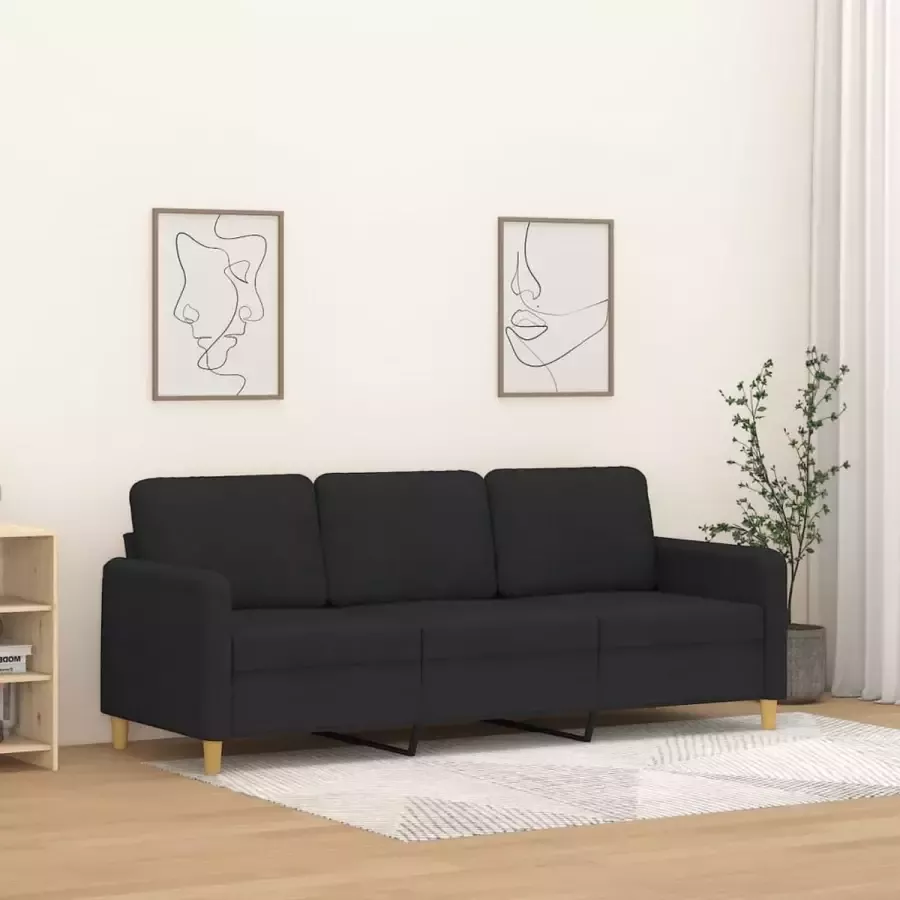 VidaXL Driezitsbank 180 cm stof zwart