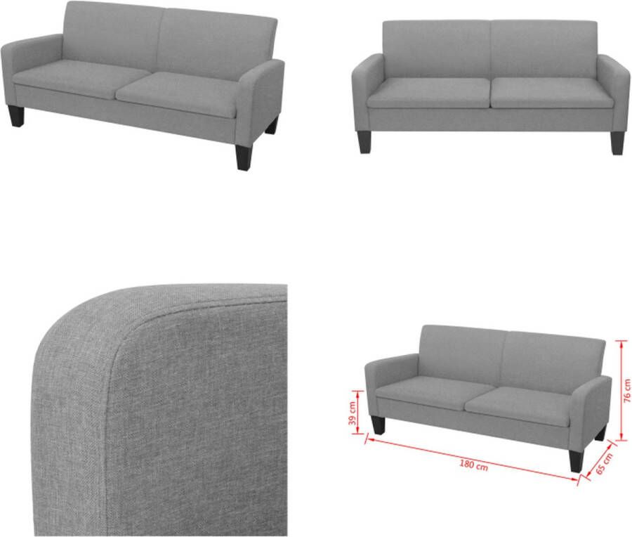 VidaXL Driezitsbank 180x65x76 cm lichtgrijs Driezitsbank Driezitsbanken Driezits Bank Driezits Banken