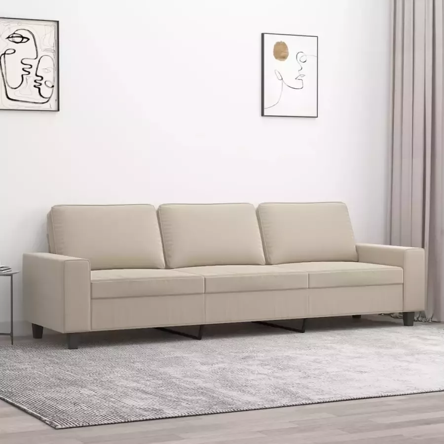 VIDAXL Driezitsbank 210 cm microvezelstof crèmekleurig