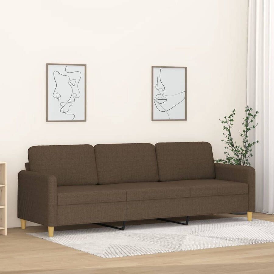 VidaXL Driezitsbank Stof 210 cm Bruin Drie Gezinsleden Bank Bruine Bank Moderne Bank Stoffen Bank Lounge Bank