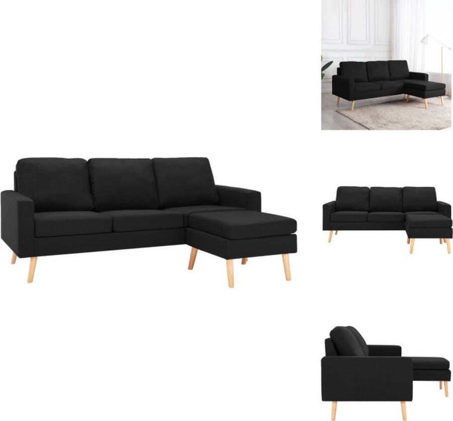 VidaXL Bank Banken Stoffen Bank Stoffen Banken Driezitsbank met voetenbank stof zwart