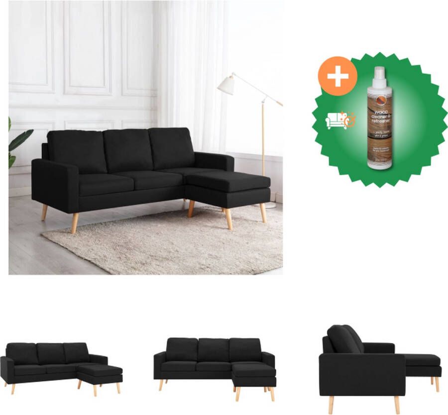 VidaXL Driezitsbank Bank 184 x 76 x 82.5 cm Zwart Bank Inclusief Houtreiniger en verfrisser