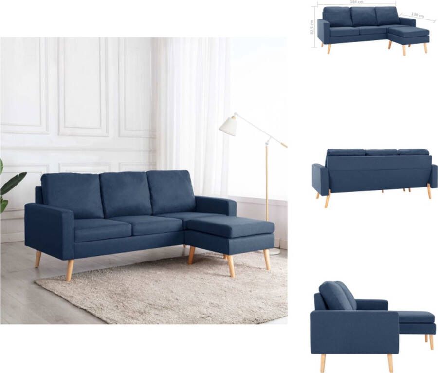 VidaXL Bank Banken Stoffen Bank Stoffen Banken Driezitsbank met voetenbank stof blauw