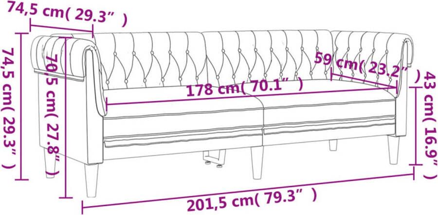 VidaXL -Driezitsbank-Chesterfield-stijl-stof-bruin - Foto 4