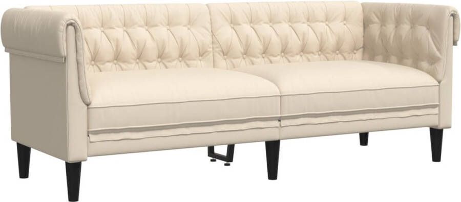 The Living Store Chesterfield 3-zitsbank Linnen Comfortabel gepolsterd met ondersteunende poten 201.5x74.5x74.5cm Chesterfield Bank Linnen Bank 3 Zits Bank Banks Kopen Salonbank - Foto 2