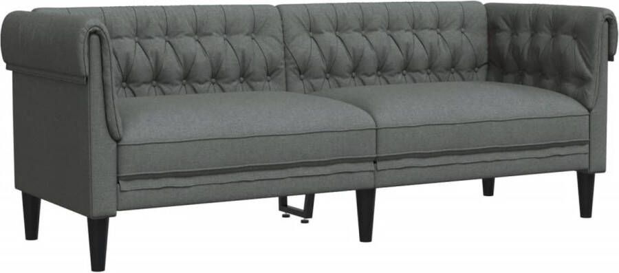 The Living Store Chesterfield 3-zitsbank 201.5 x 74.5 x 74.5 cm Donkergrijs Duurzame stof Chesterfield Bank Drezitsbank Lederlook Bank Donkere Bank Banks Kopen - Foto 2