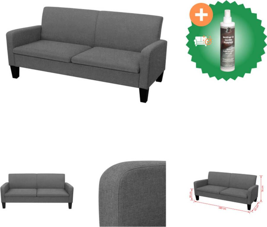 VidaXL Driezitsbank Donkergrijs 180x65x76 cm Grenenhout Frame Bank Inclusief Reiniger