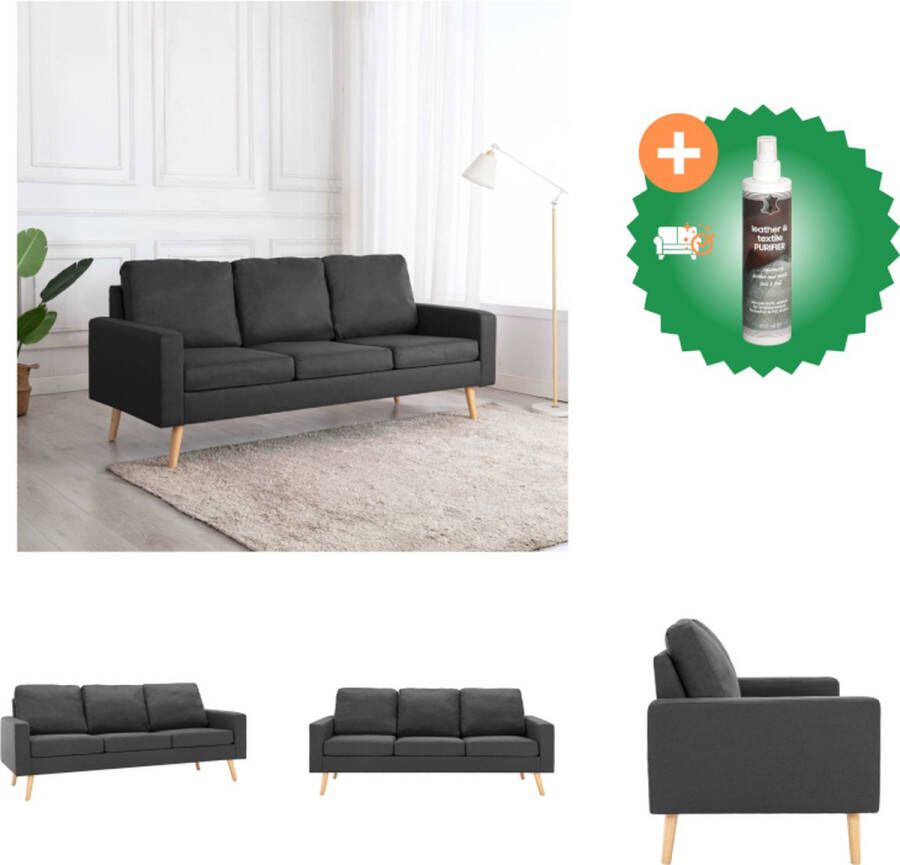 VidaXL Driezitsbank Donkergrijs Stof Massief grenenhout en rubberwood 184 x 76 x 82.5 cm Bank Inclusief Reiniger