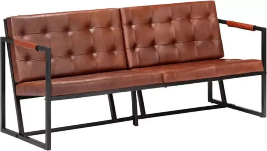 VidaXL Driezitsbank echt geitenleer bruin - Foto 1