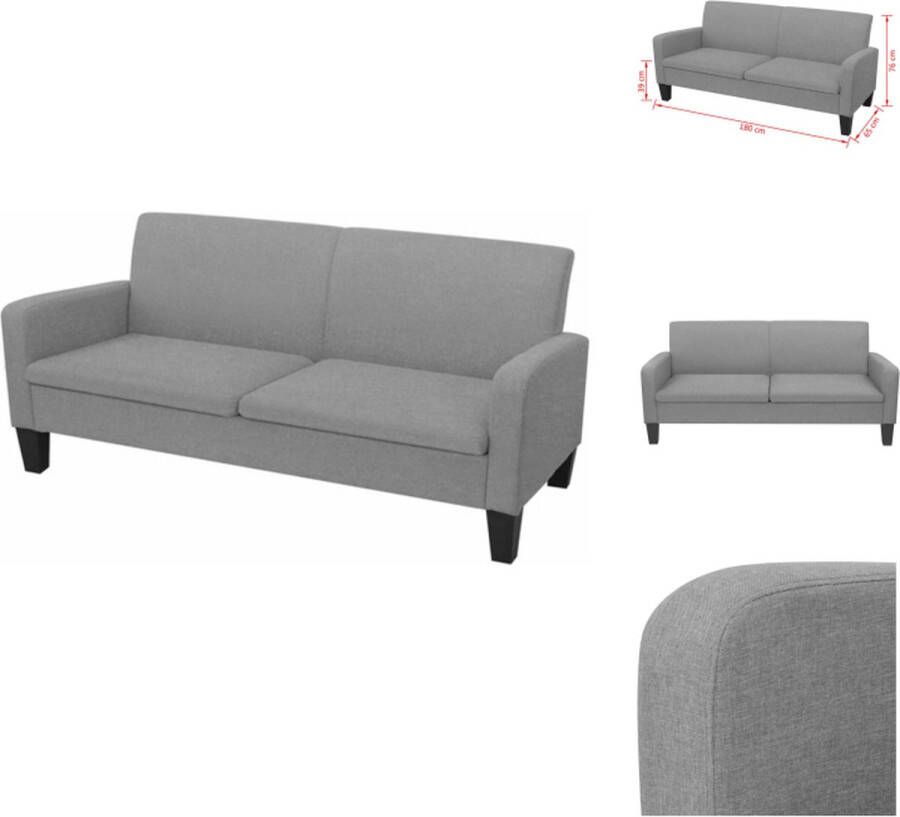 VidaXL Driezitsbank Driezitsbanken Driezits Bank Driezits Banken Driezitsbank 180x65x76 cm lichtgrijs